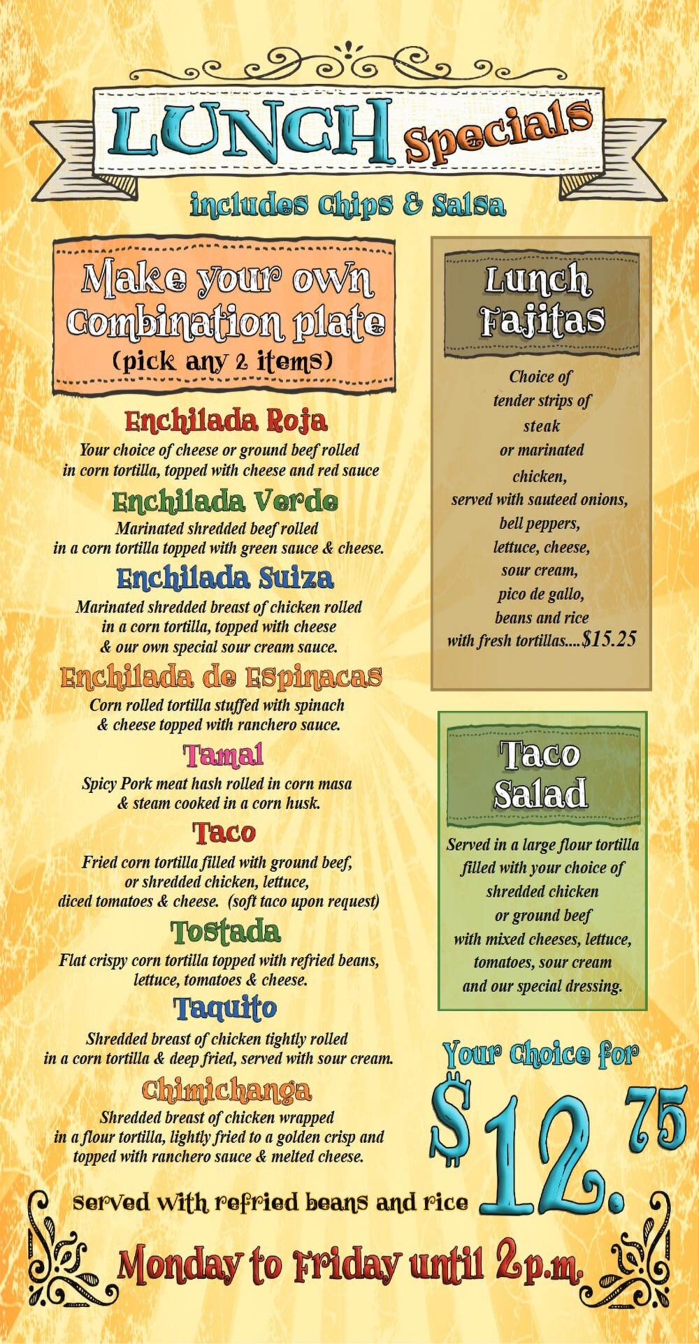 Mi Pueblo Lunch Menu