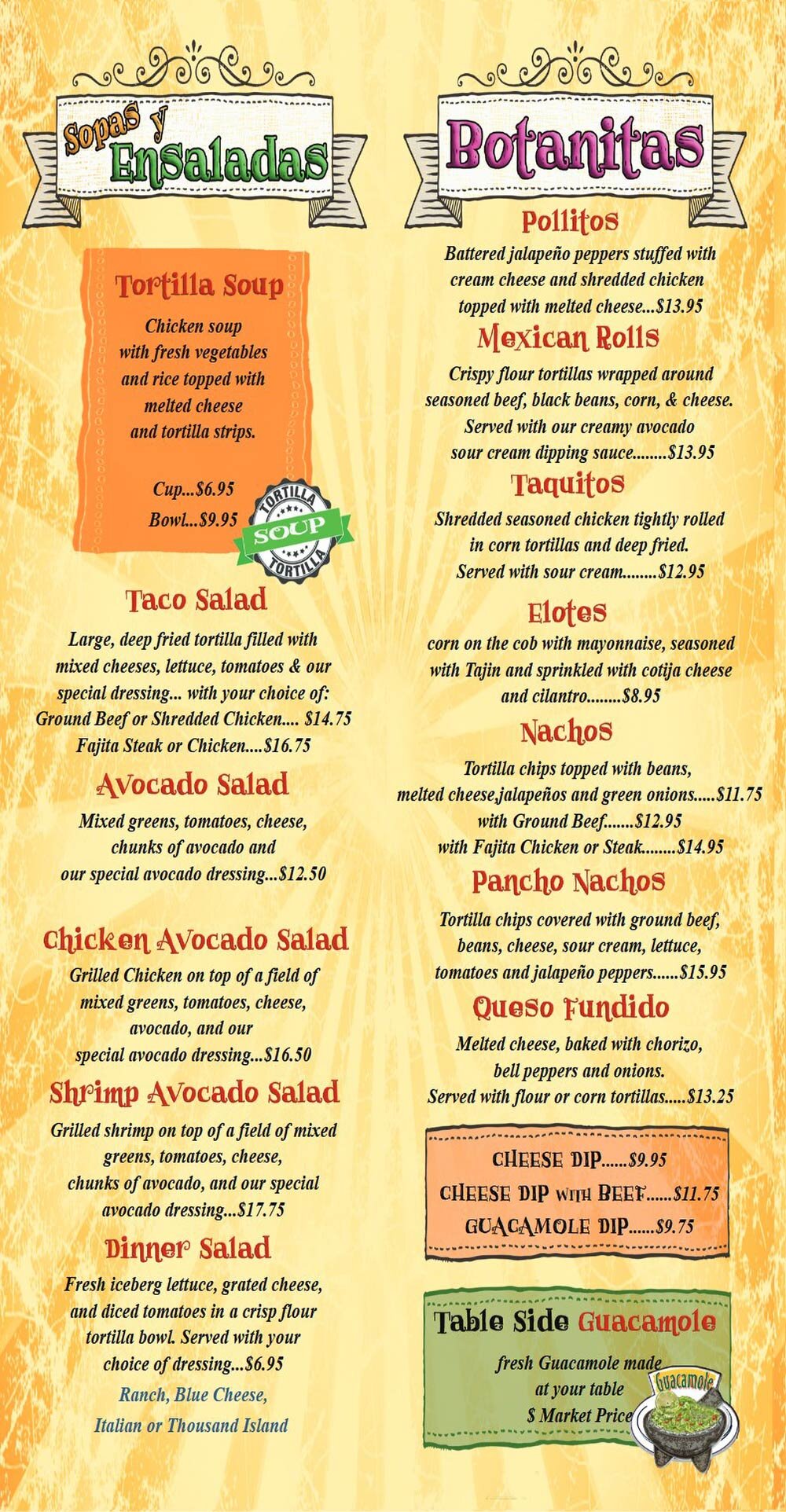 Mi Pueblo Single Items Menu